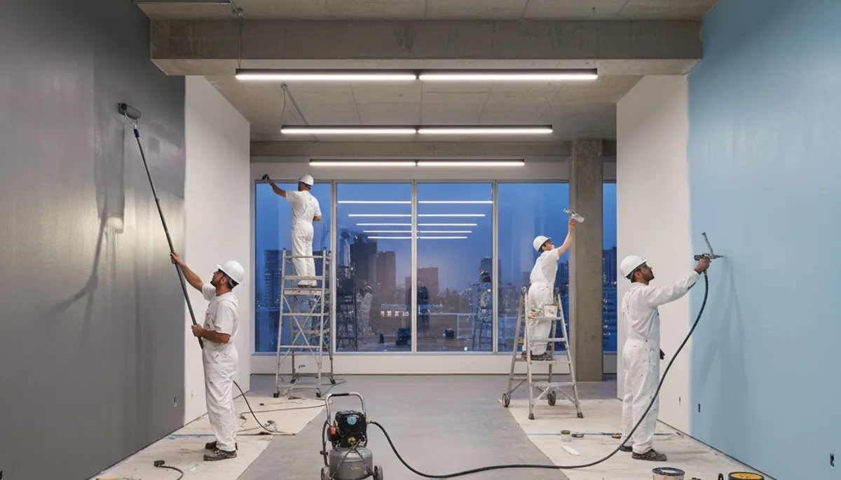 Commercial painting crew in Scottsdale, AZ applying durable coatings to a business property