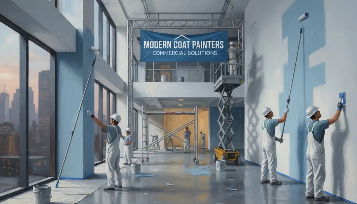Commercial painting crew in Scottsdale, AZ applying durable exterior coatings to a business property