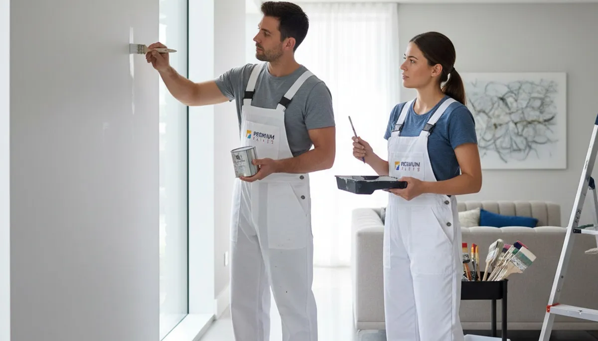 Scottsdale, AZ painter touching up sun-faded trim and wall scuffs for a clean home finish