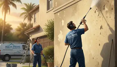 Pressure cleaning service in Scottsdale, AZ removing desert dust and stains from an exterior surface